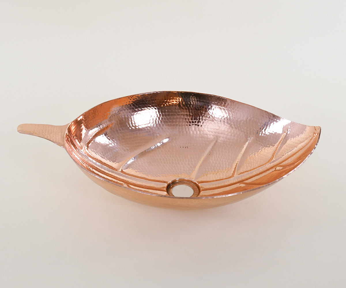 Premium Copper Vessel Sink Leaf Design