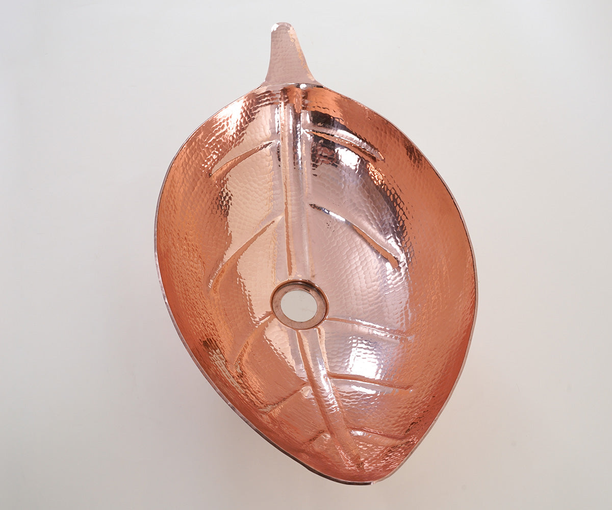 Premium Copper Vessel Sink Leaf Design