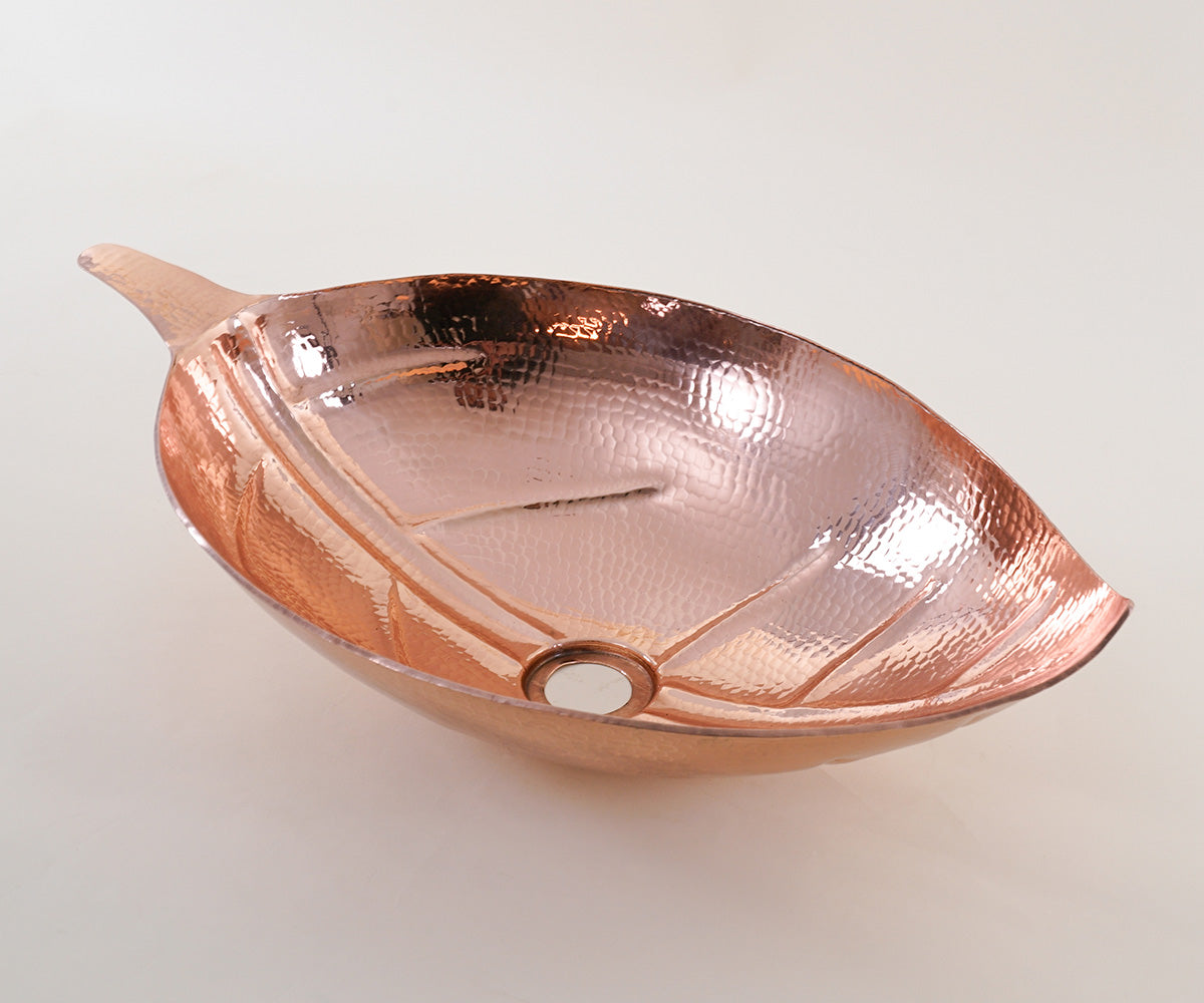 Premium Copper Vessel Sink Leaf Design