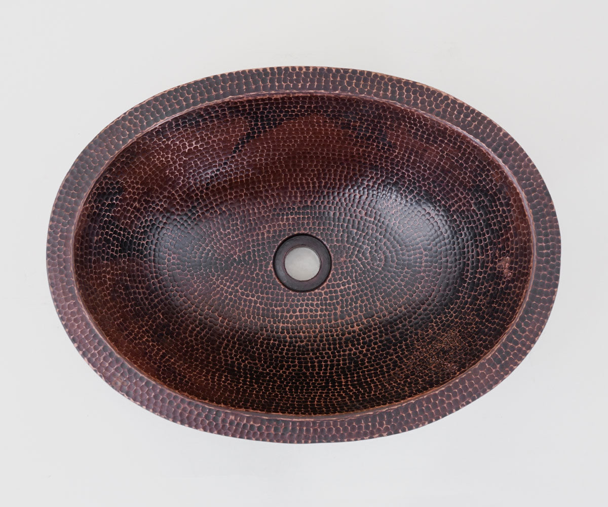 Premium Copper Oval Vessel Sink Double Wall