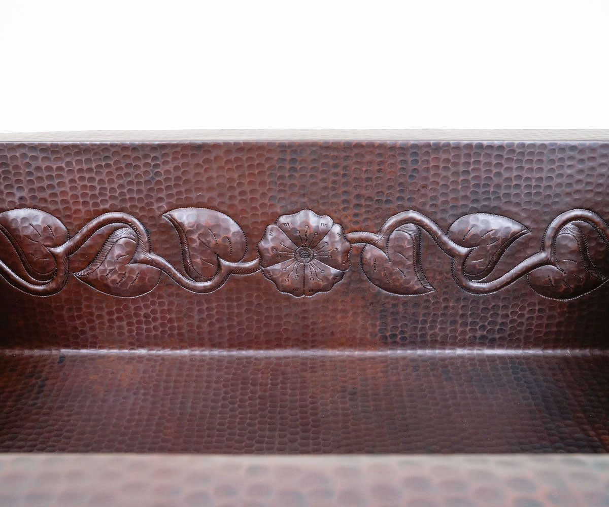Premium Copper Kitchen Sink Flower Design