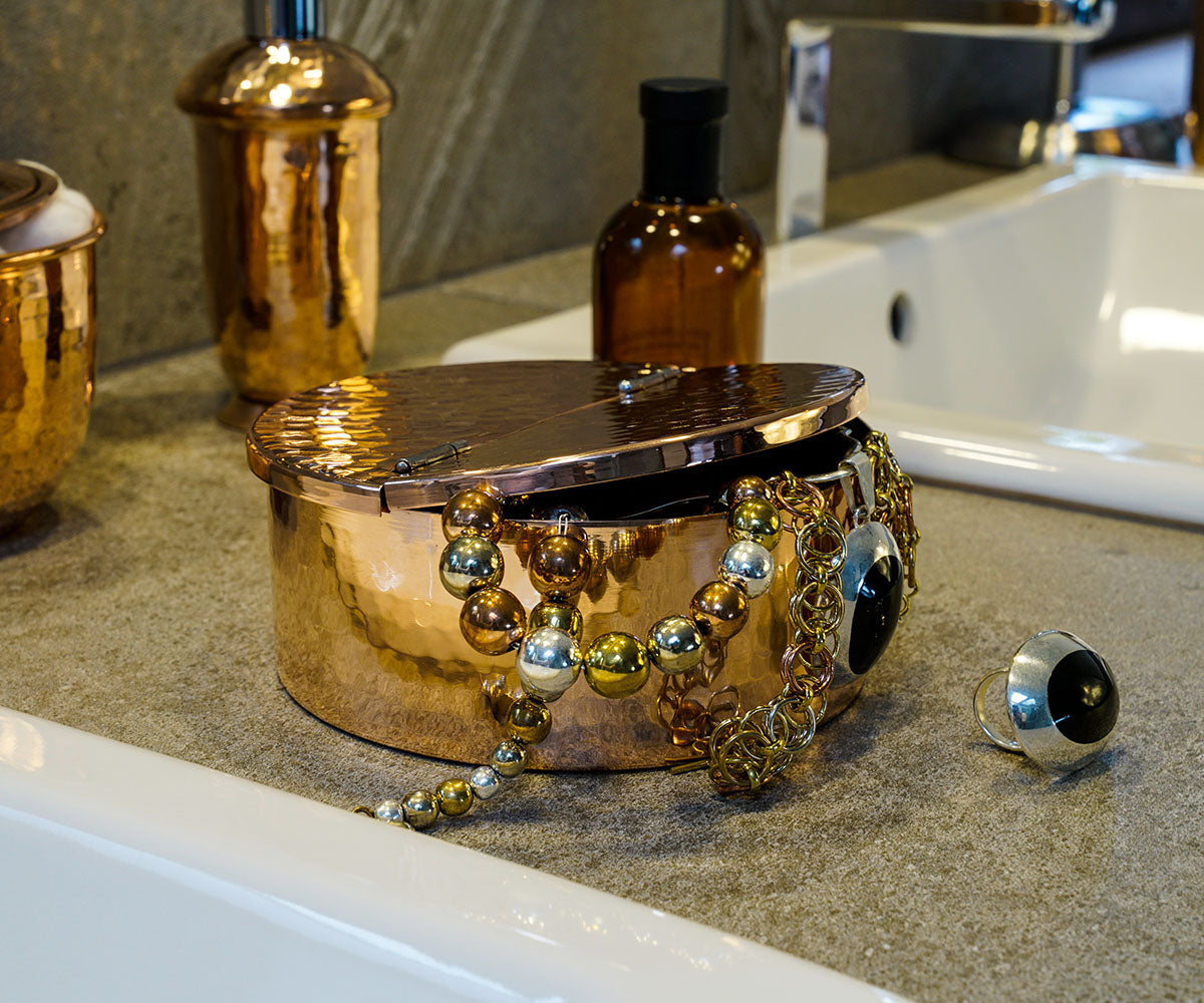 Premium Copper Round Jewelwry Box