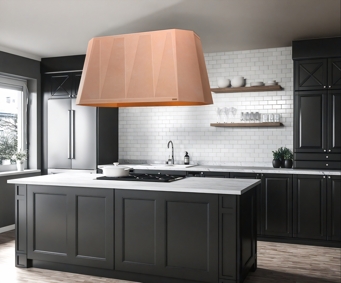 Premium Copper Range Hood Island Mount Aztek