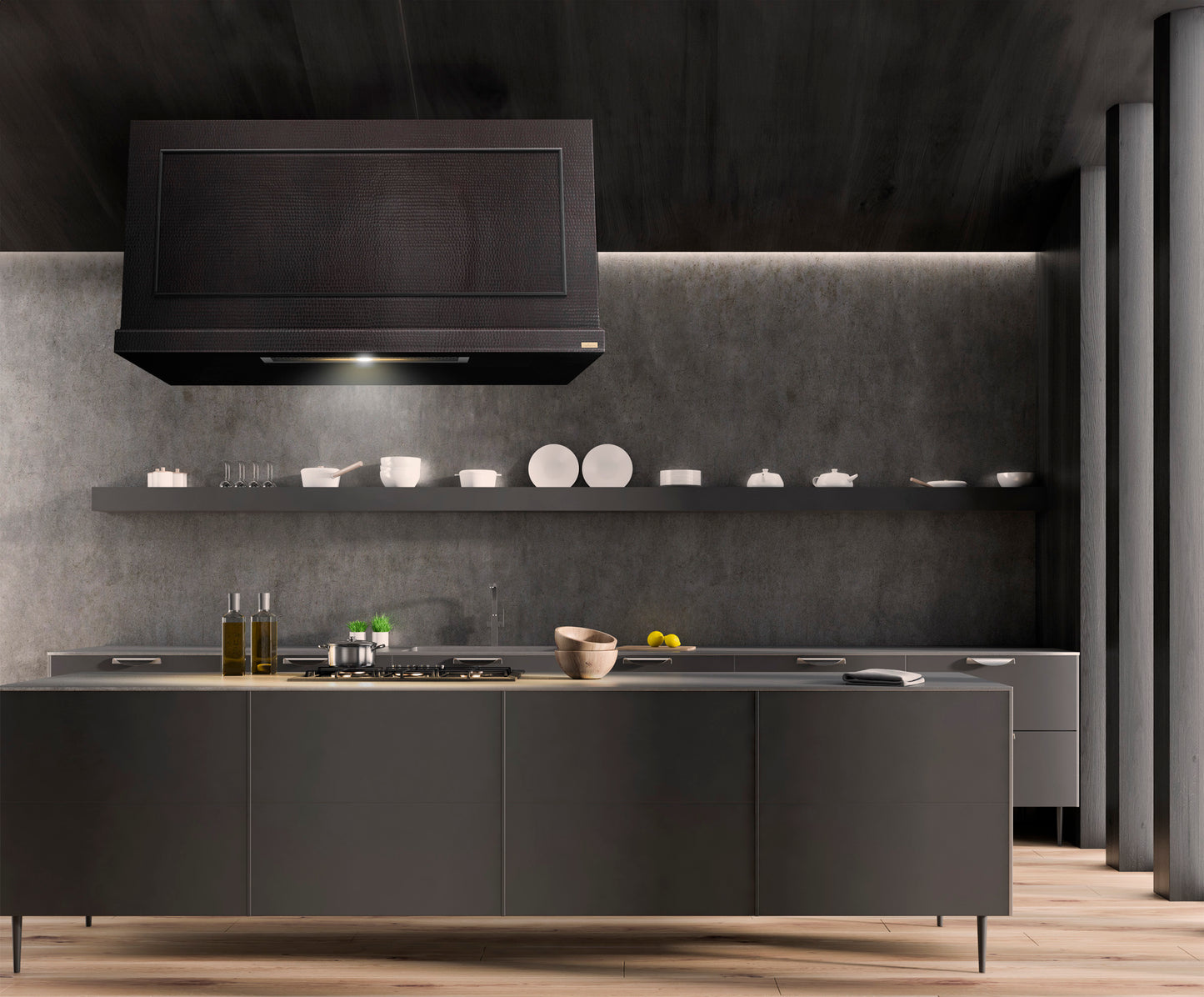Premium Copper Range Hood Island Mount Mitla