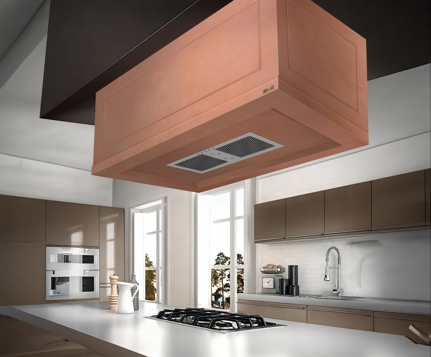 Premium Copper Range Hood Island Mount Mitla