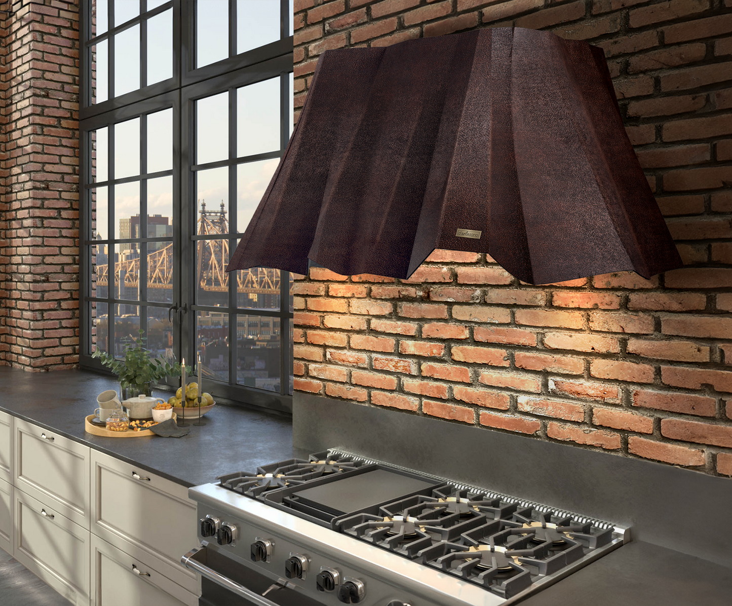 Premium Copper Volcano Range Hood Wall Mount Sierra