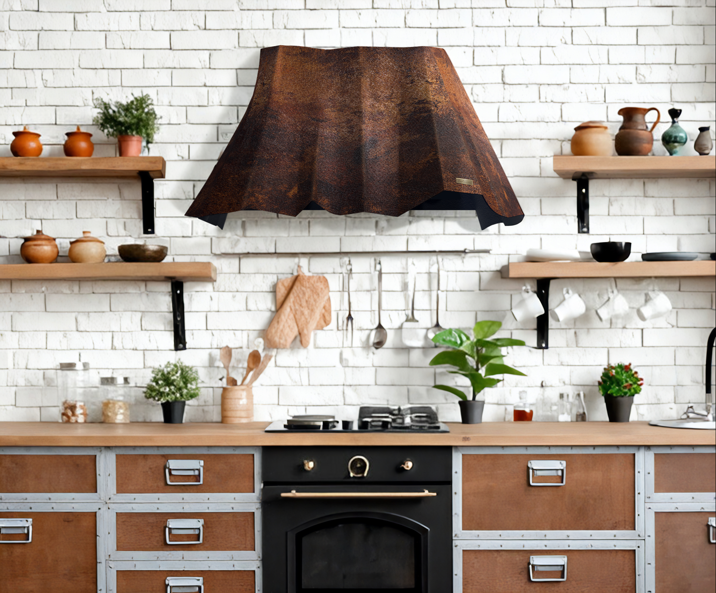 Premium Copper Volcano Range Hood Wall Mount Sierra
