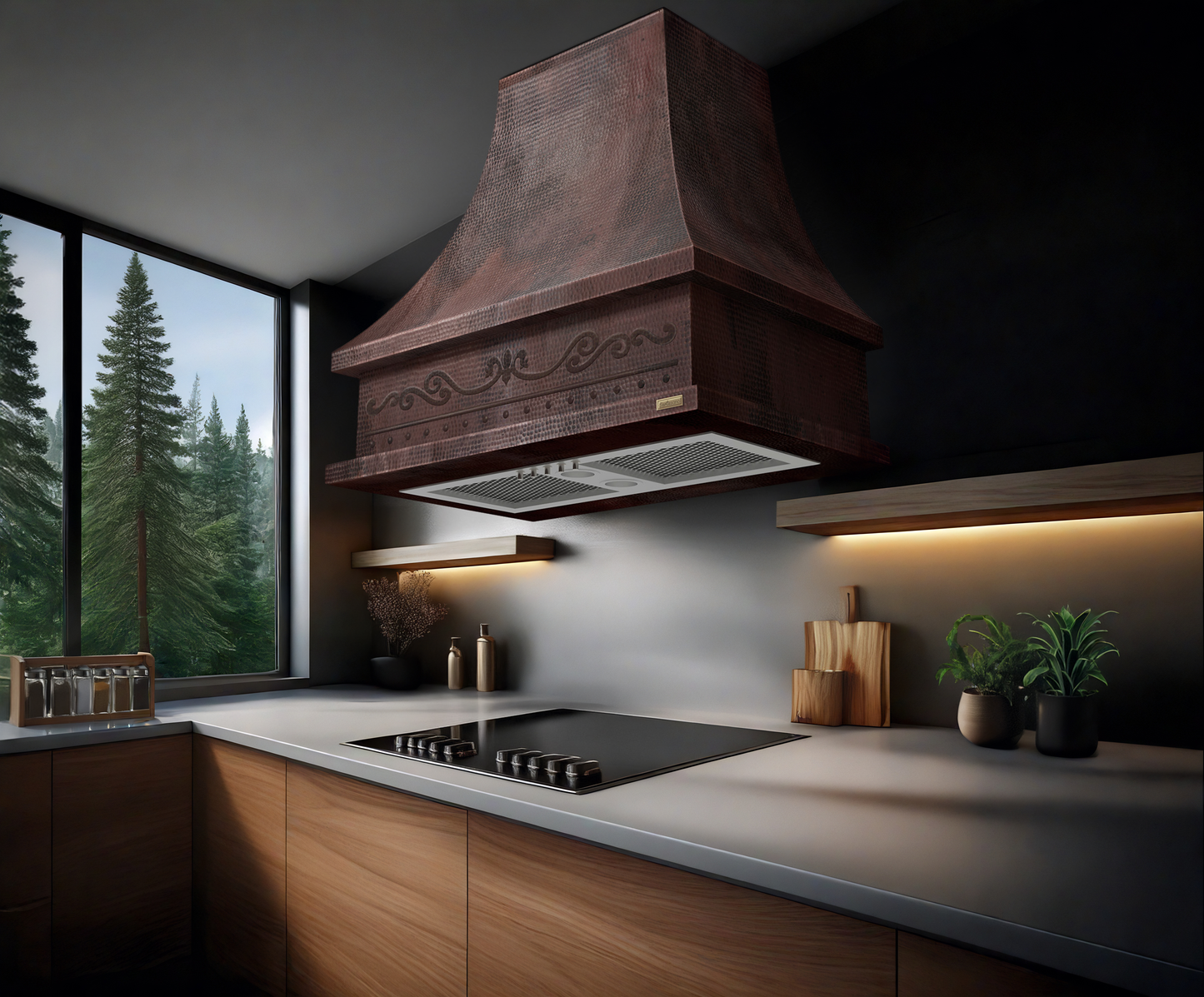 Premium Copper Range Hood Wall Mount Tower