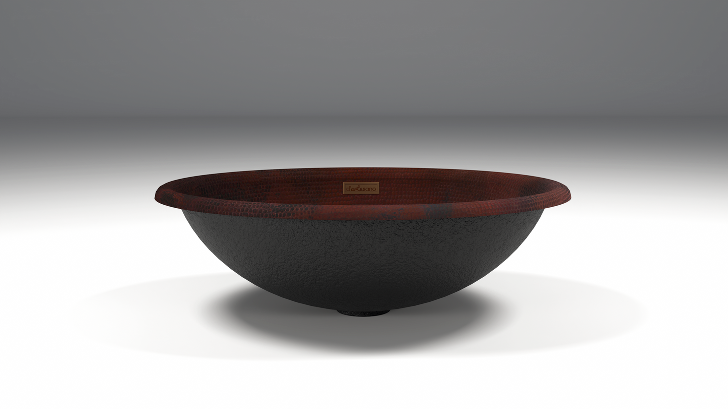 Premium Copper Oval Bath Sink Round Lip