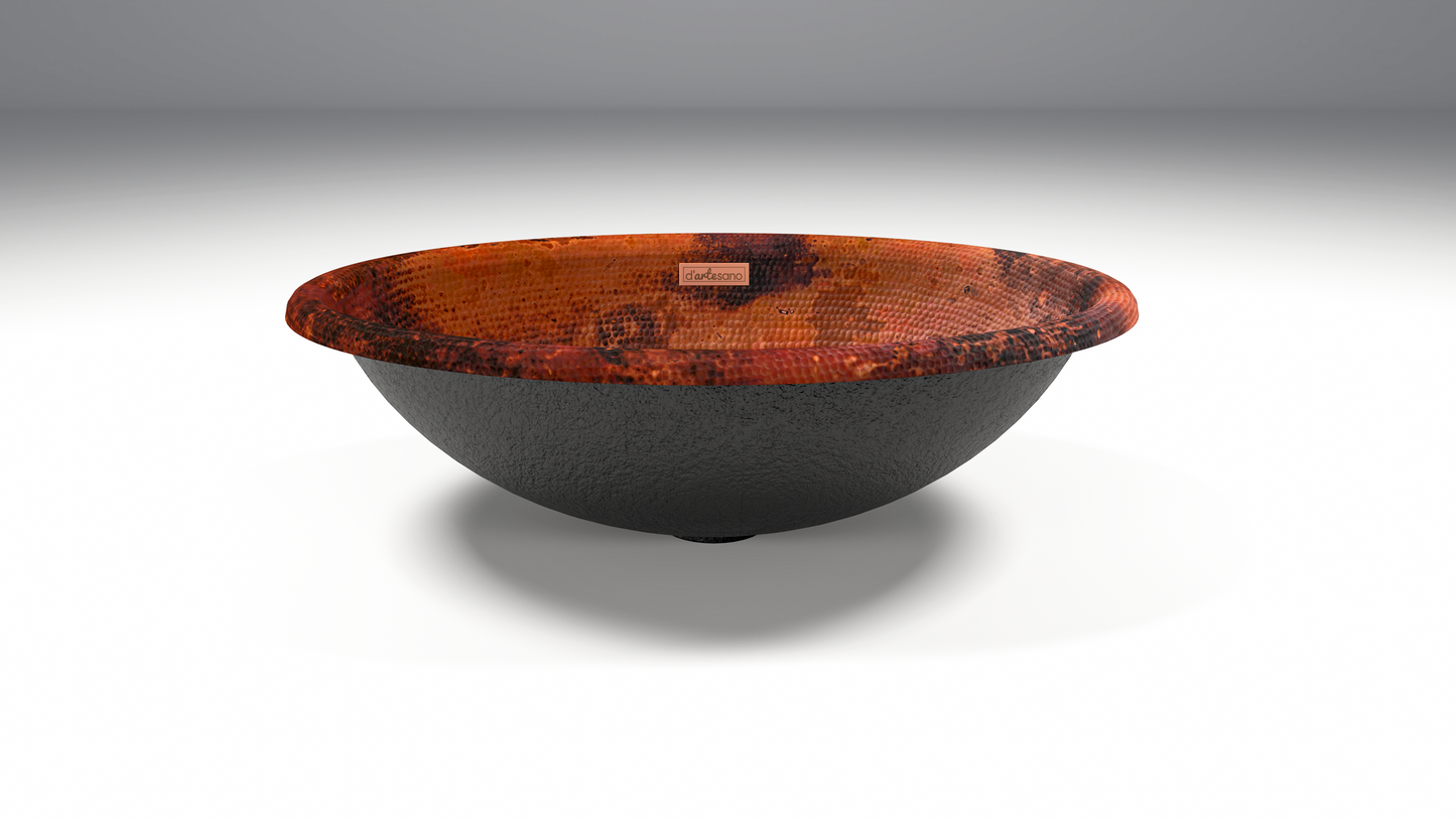 Premium Copper Oval Bath Sink Round Lip