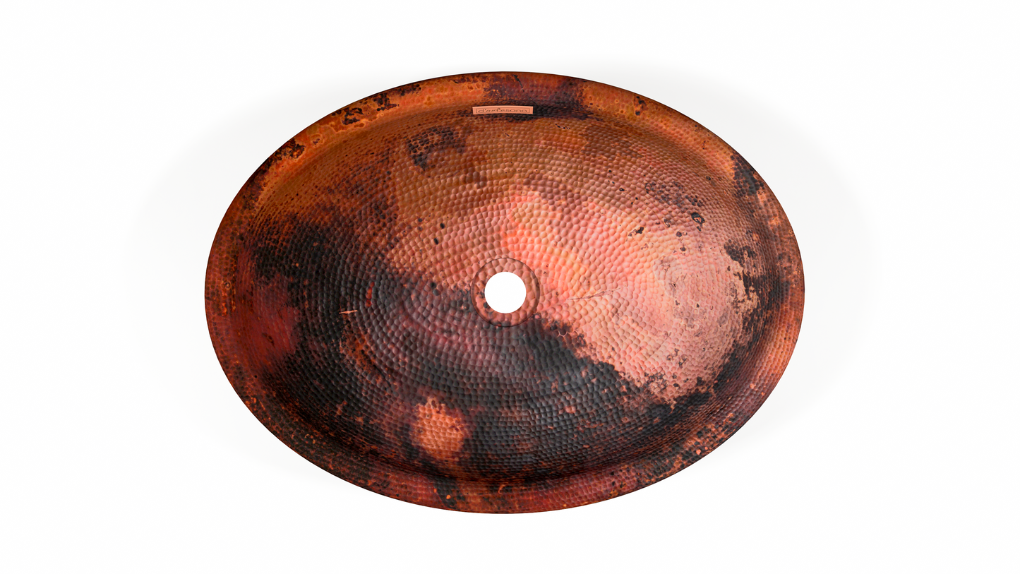 Premium Copper Oval Bath Sink Round Lip