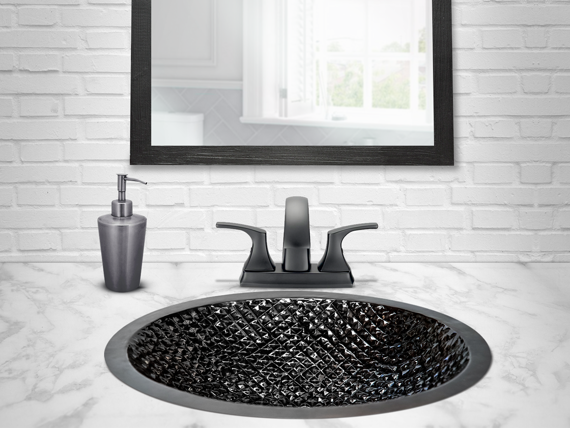 Premium Copper Oval Bath Sink Squares Design