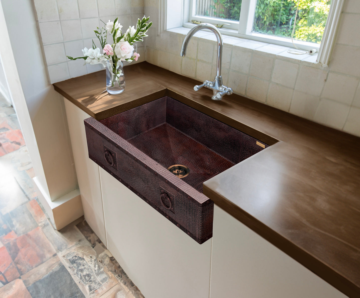 Premium Copper Farmhouse Kitchen Sink Rings Design