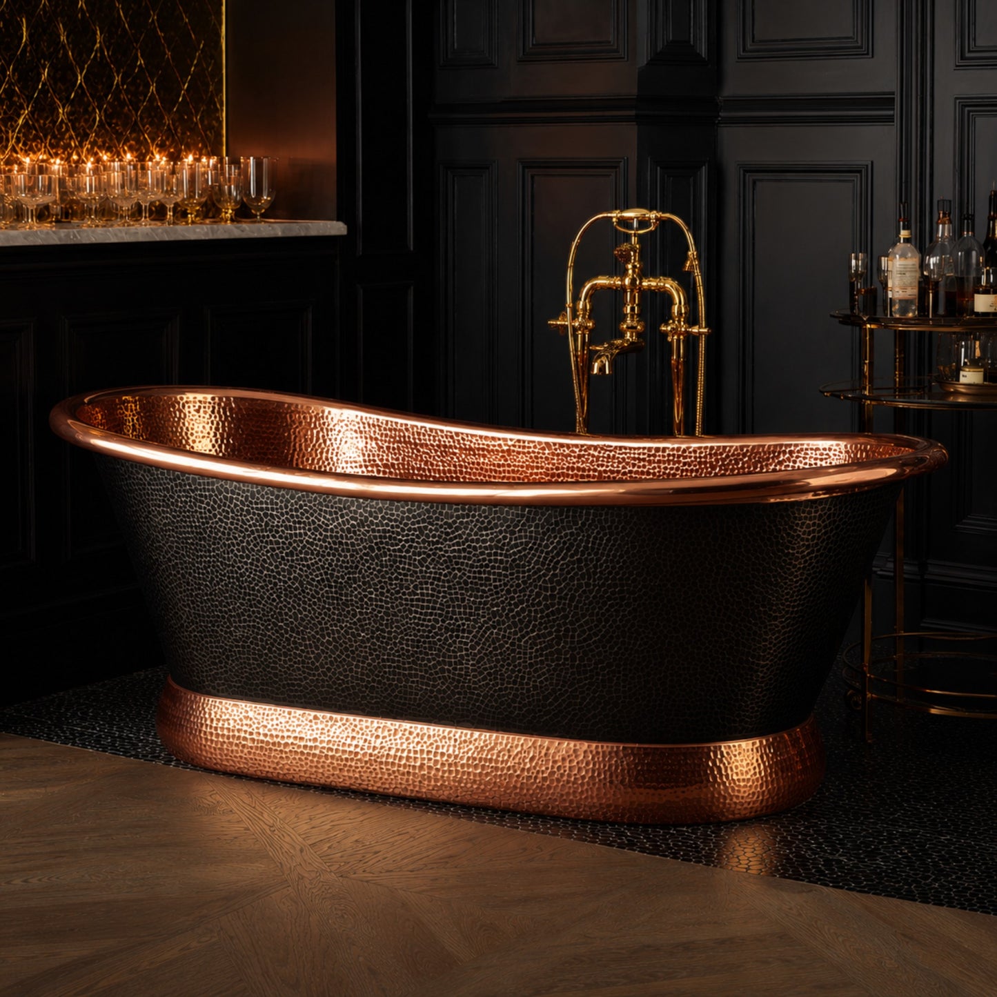 Premium Copper Bathtub Luxury Obsidian Royale