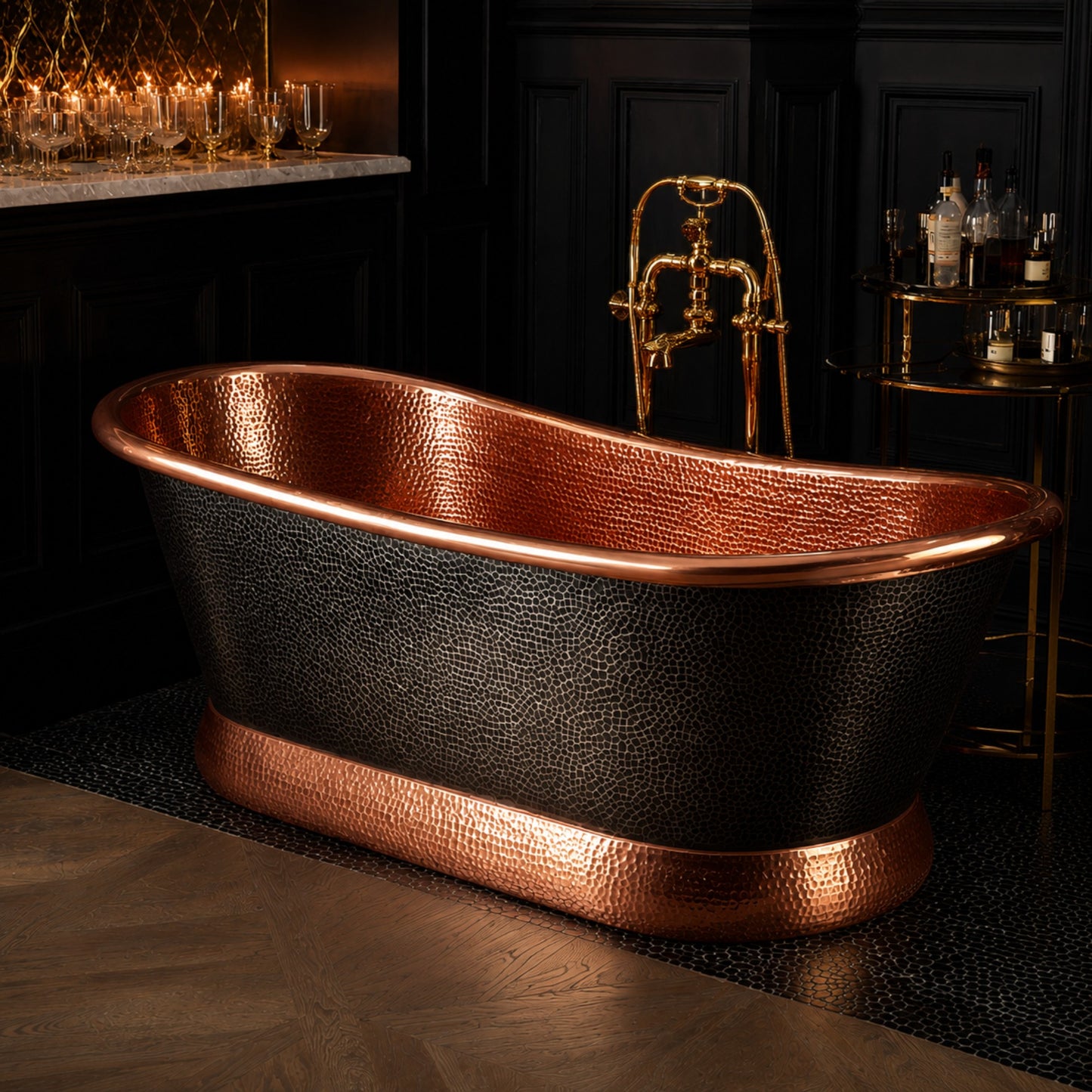 Premium Copper Bathtub Luxury Obsidian Royale