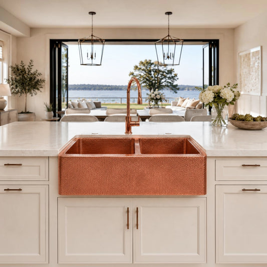 Premium Copper Farmhouse Kitchen Sink 50/50