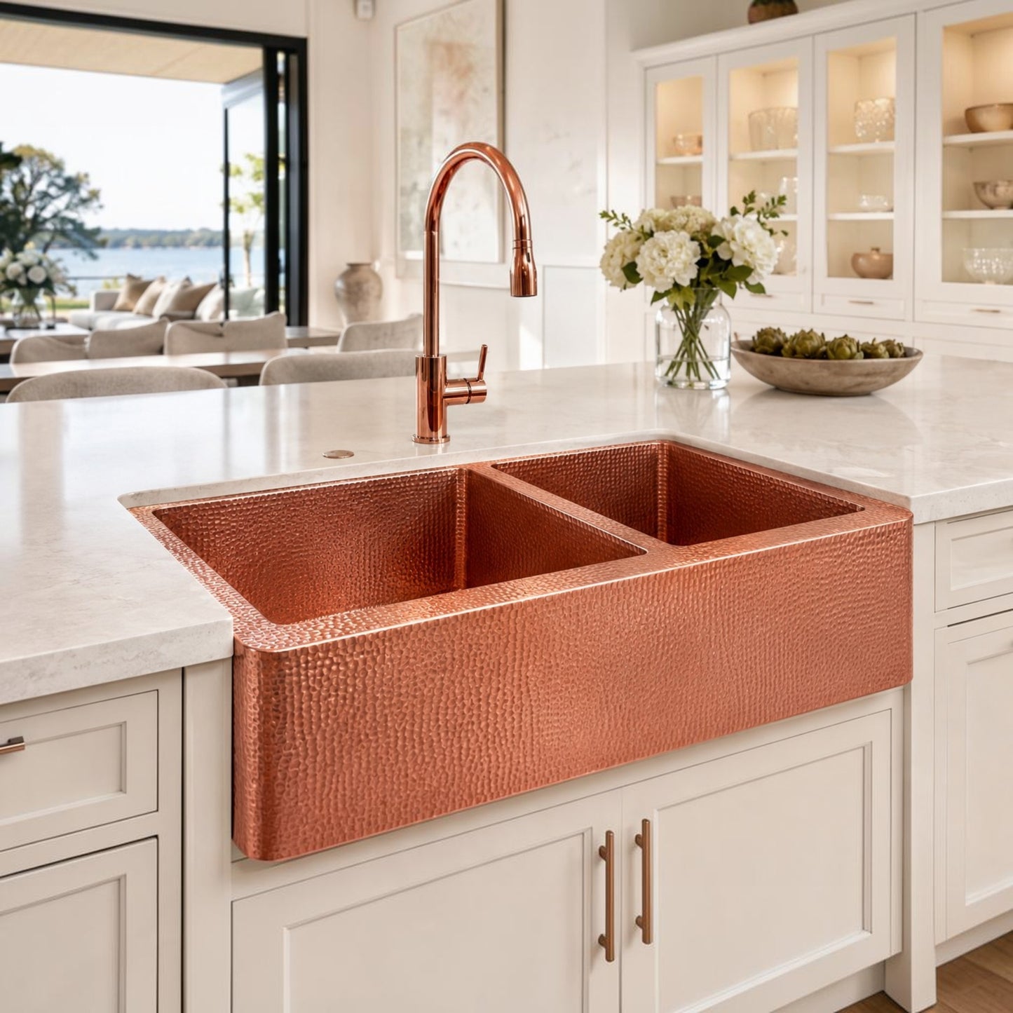 Premium Copper Farmhouse Kitchen Sink 50/50