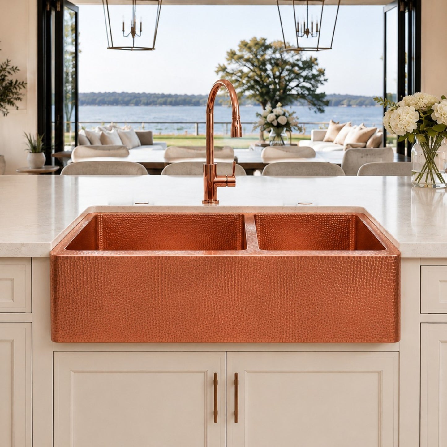 Premium Copper Farmhouse Kitchen Sink 60/40