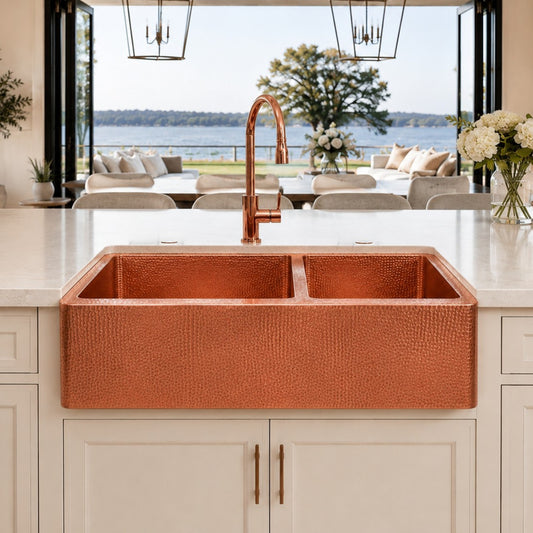 Premium Copper Farmhouse Kitchen Sink 60/40