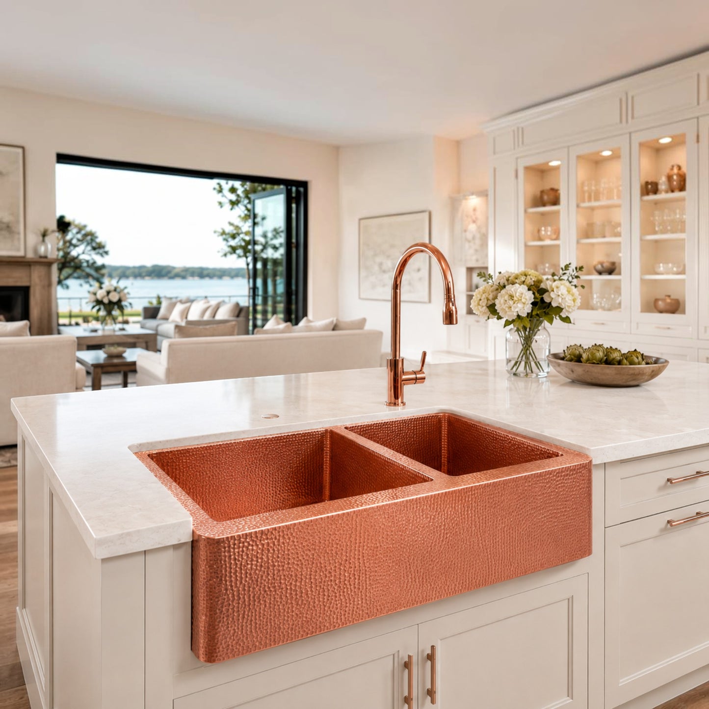 Premium Copper Farmhouse Kitchen Sink 60/40