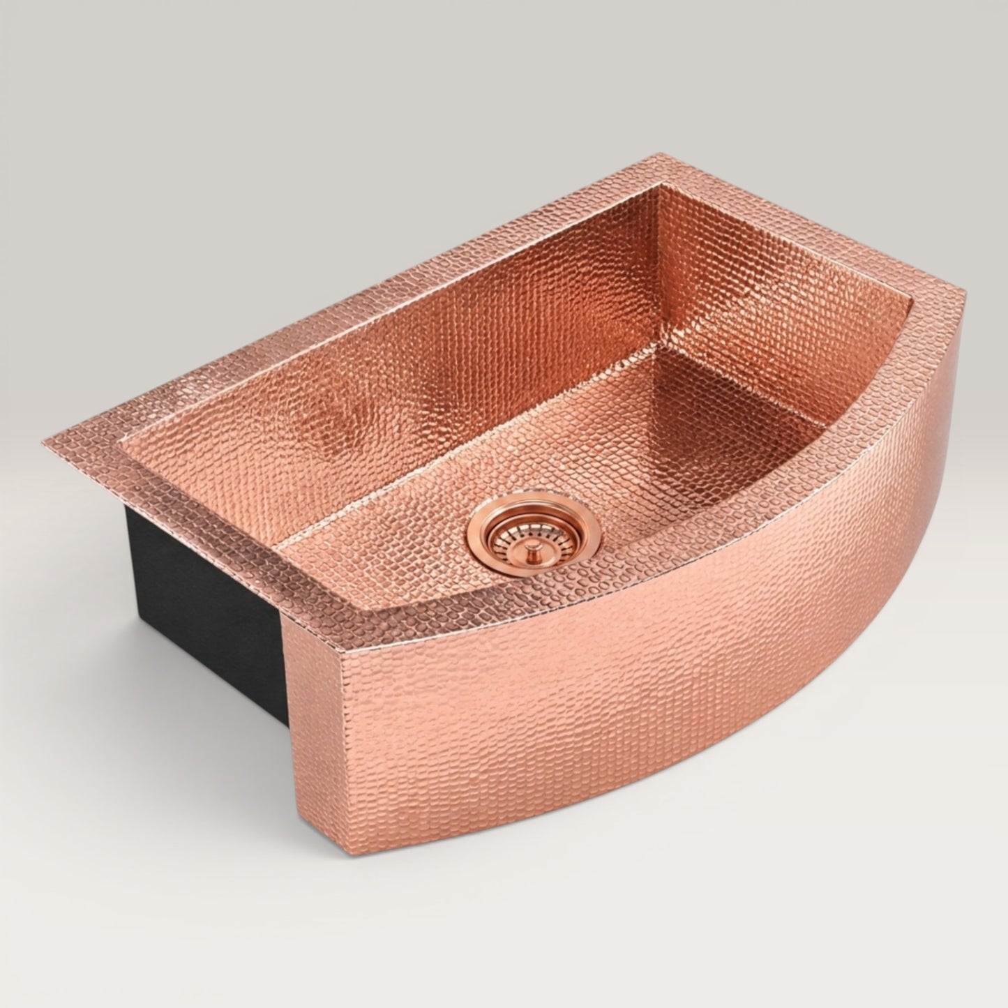 Premium Copper Farmhouse Round Apron Kitchen Sink
