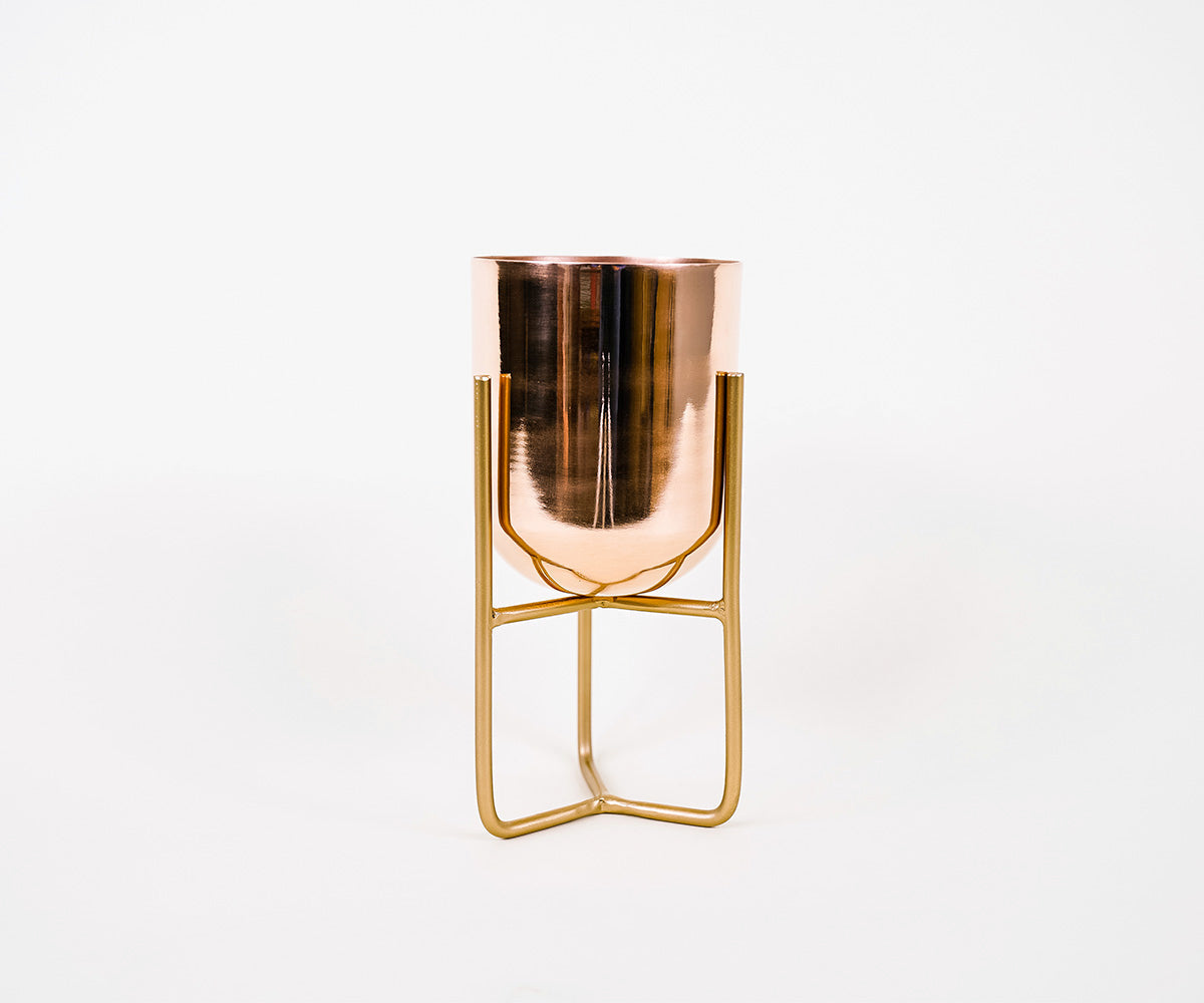 Premium Copper Smooth Bauhaus Mini Planter Stand