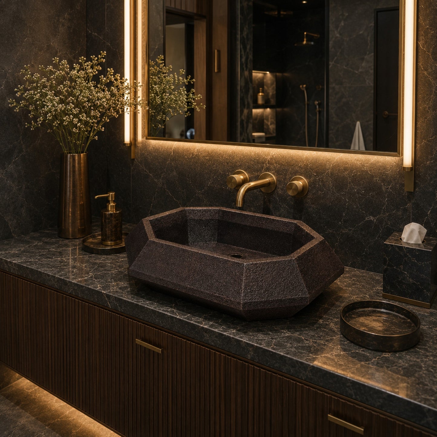 Premium Copper Volcano Vessel Sink Esmeralda Design
