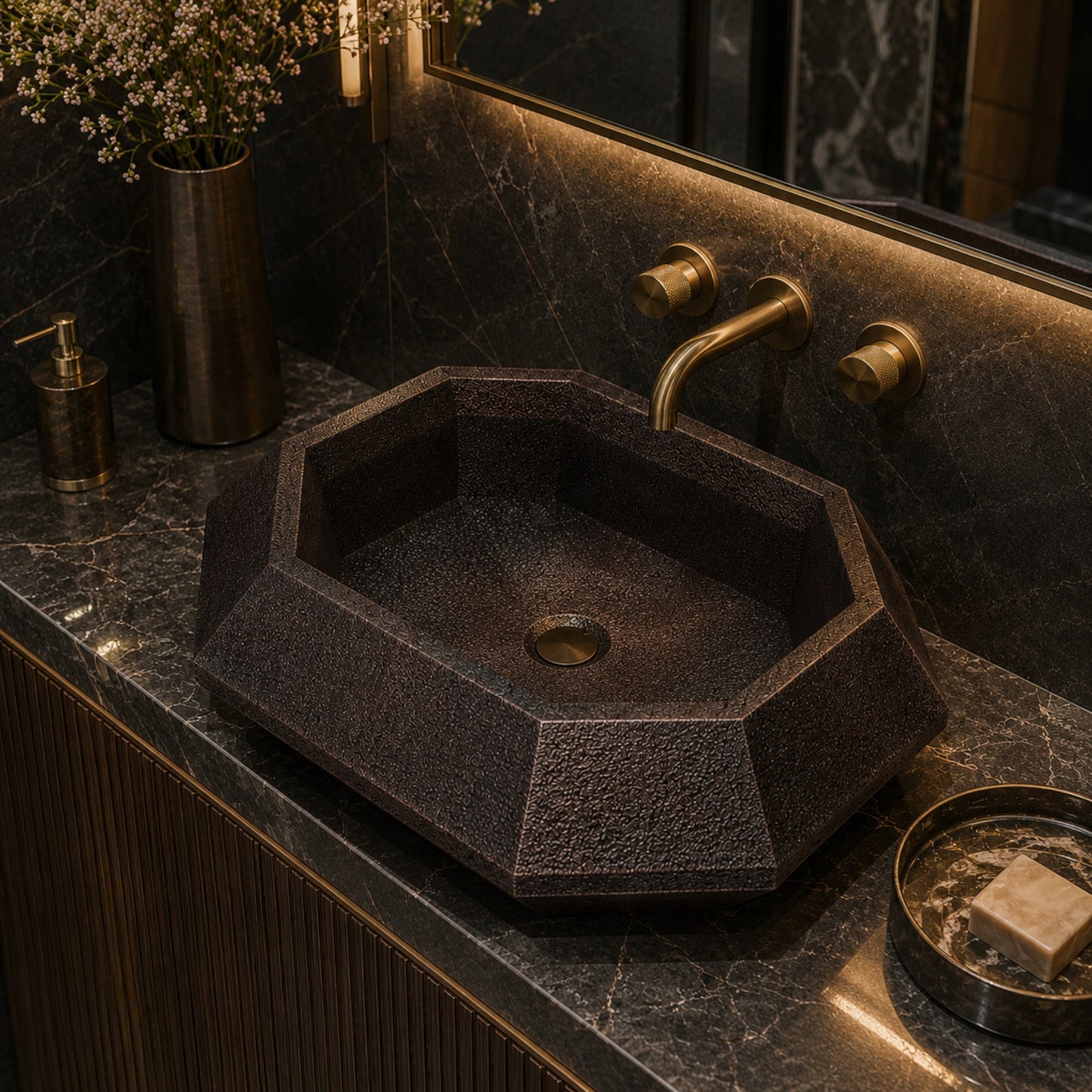 Premium Copper Volcano Vessel Sink Esmeralda Design