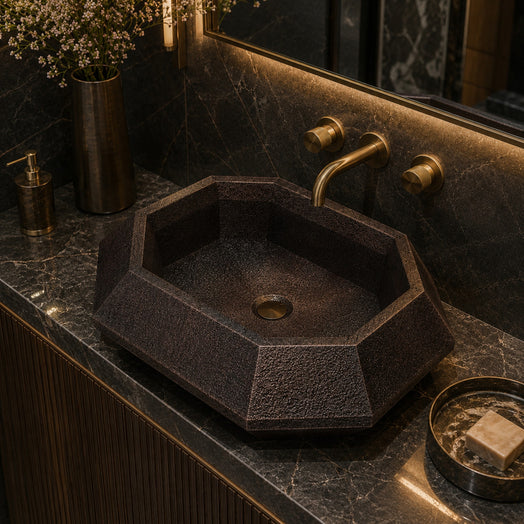 Premium Copper Volcano Vessel Sink Esmeralda Design
