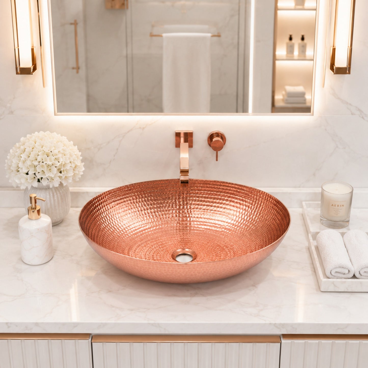 Premium Copper Oval Vessel Sink Rounded Edge