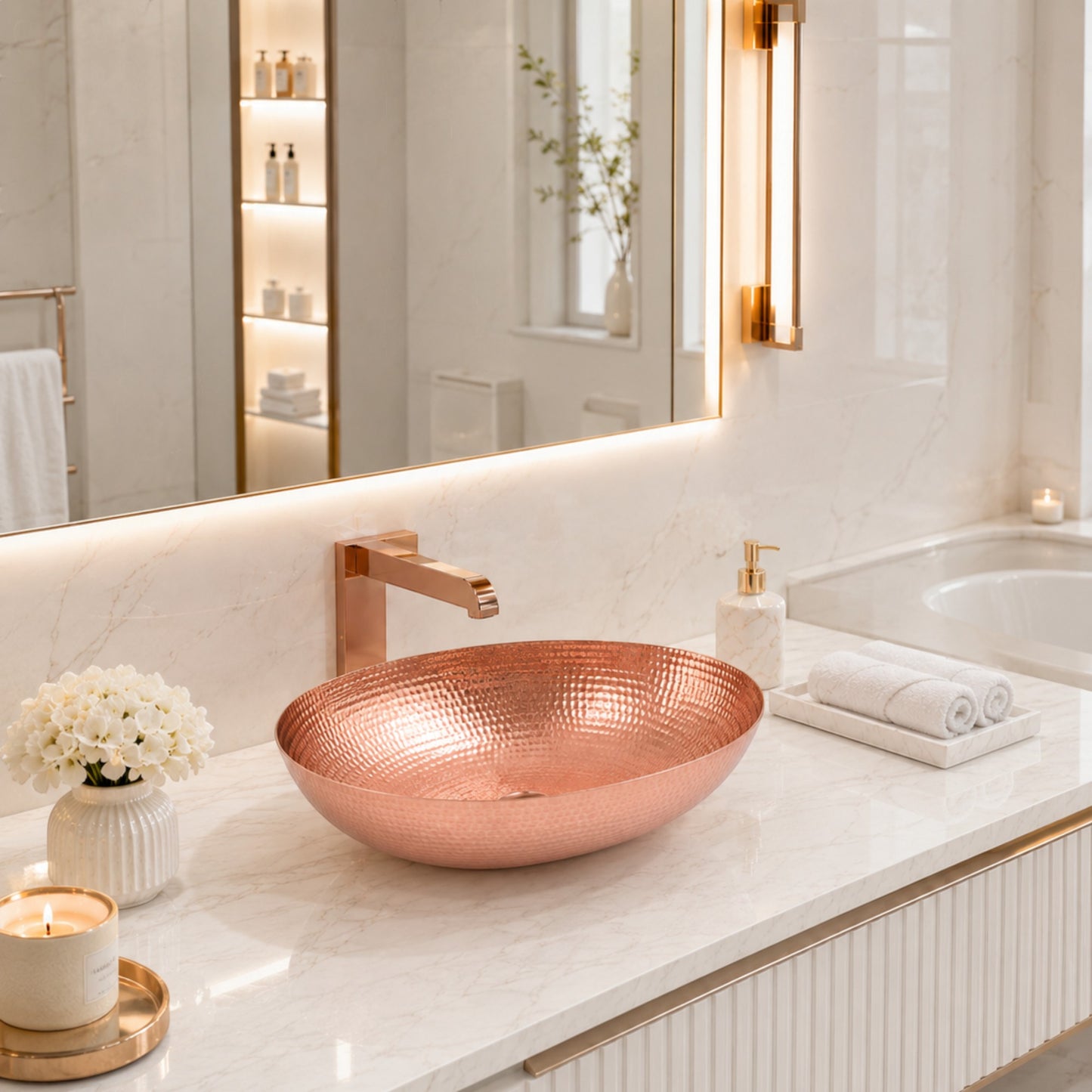 Premium Copper Oval Vessel Sink Rounded Edge