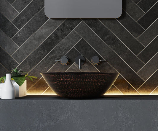 Premium Copper Round Vessel Sink Rounded Edge