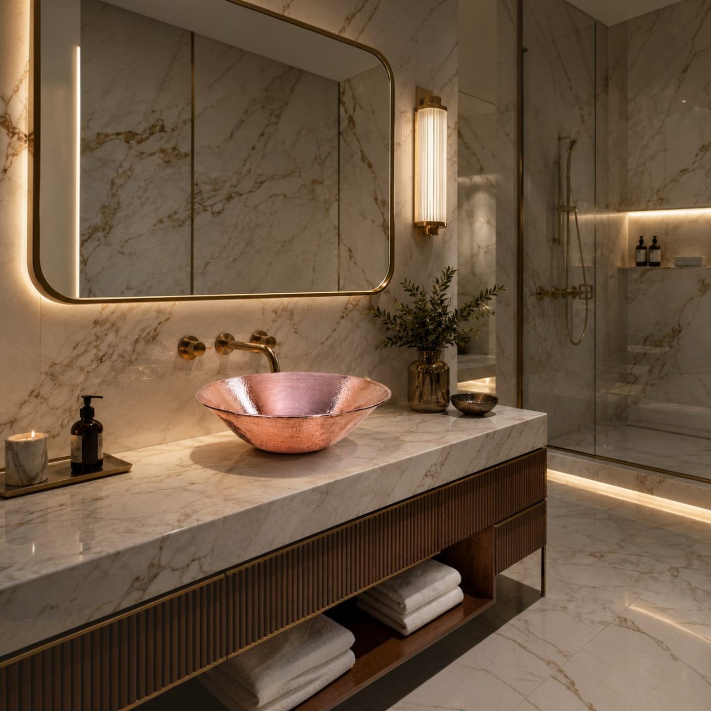 Premium Copper Round Vessel Sink Wired Edge
