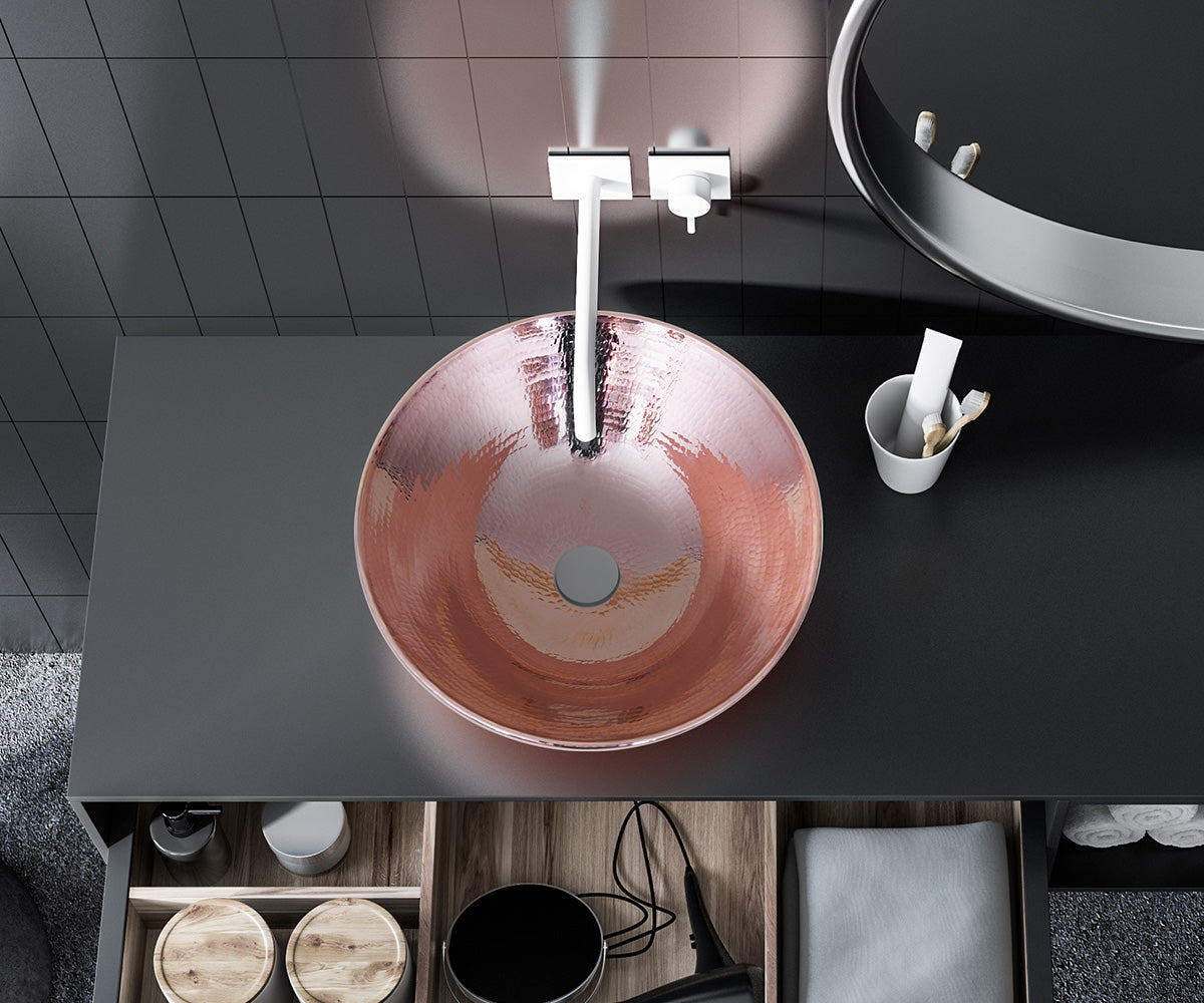 Premium Copper Round Vessel Sink Wired Edge