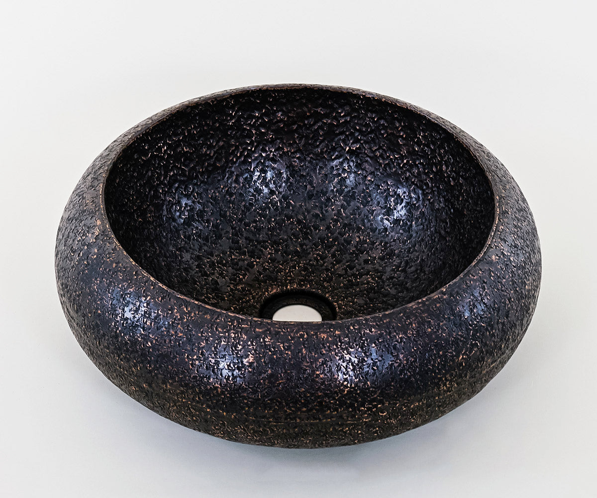 Premium Copper Volcano Round Vessel Sink Melody Design
