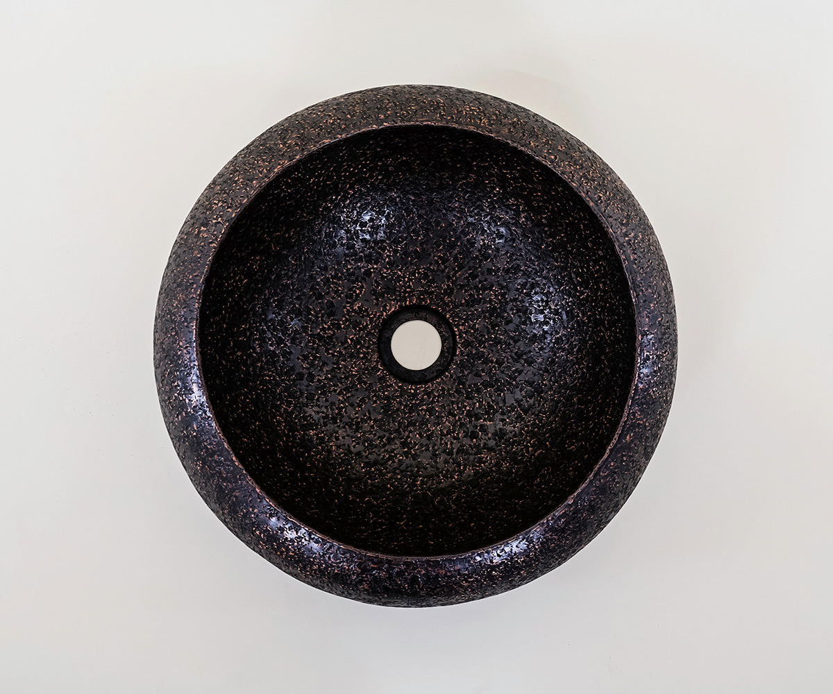 Premium Copper Volcano Round Vessel Sink Melody Design