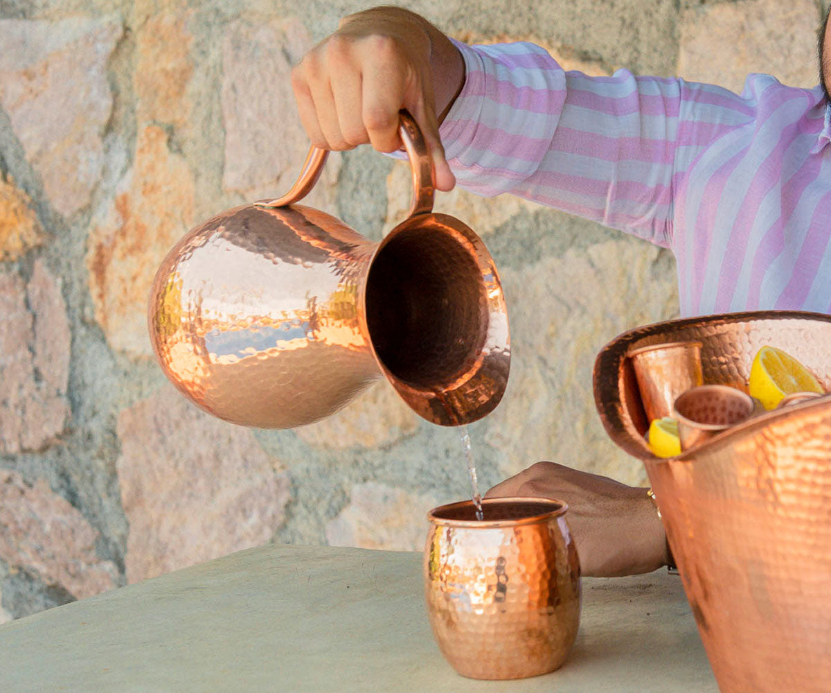 Premium Copper Round Handle Pitcher