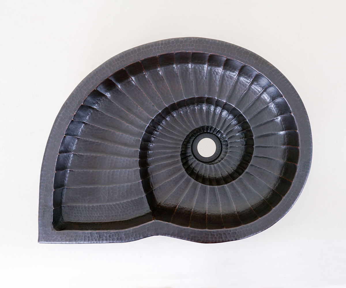 Premium Copper Special Bath Sink Nautilus Design