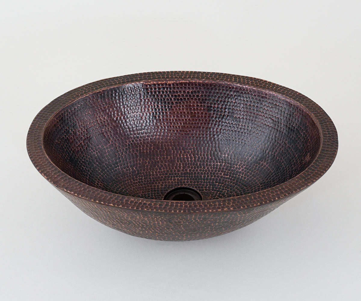 Premium Copper Oval Vessel Sink Double Wall