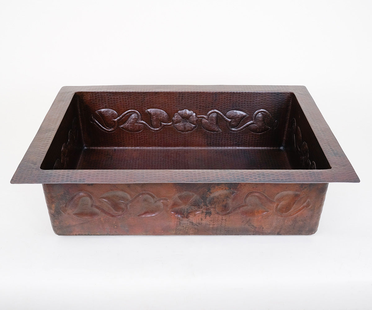 Premium Copper Kitchen Sink Flower Design