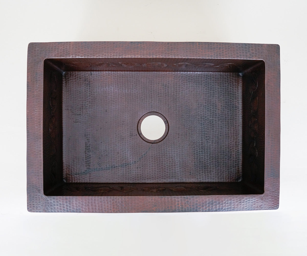 Premium Copper Kitchen Sink Flower Design