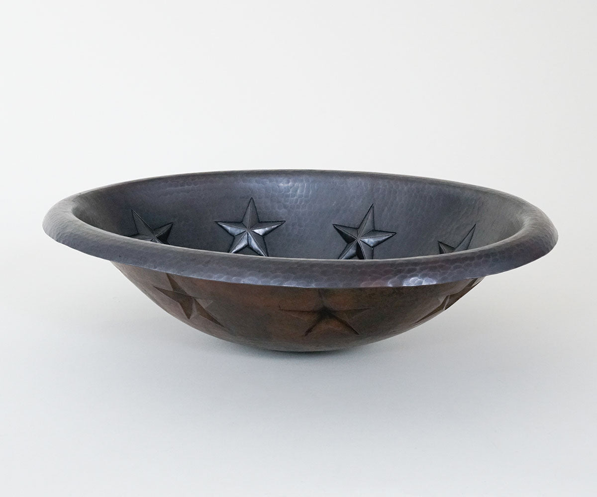 Premium Copper Oval Bath Sink Stars Design