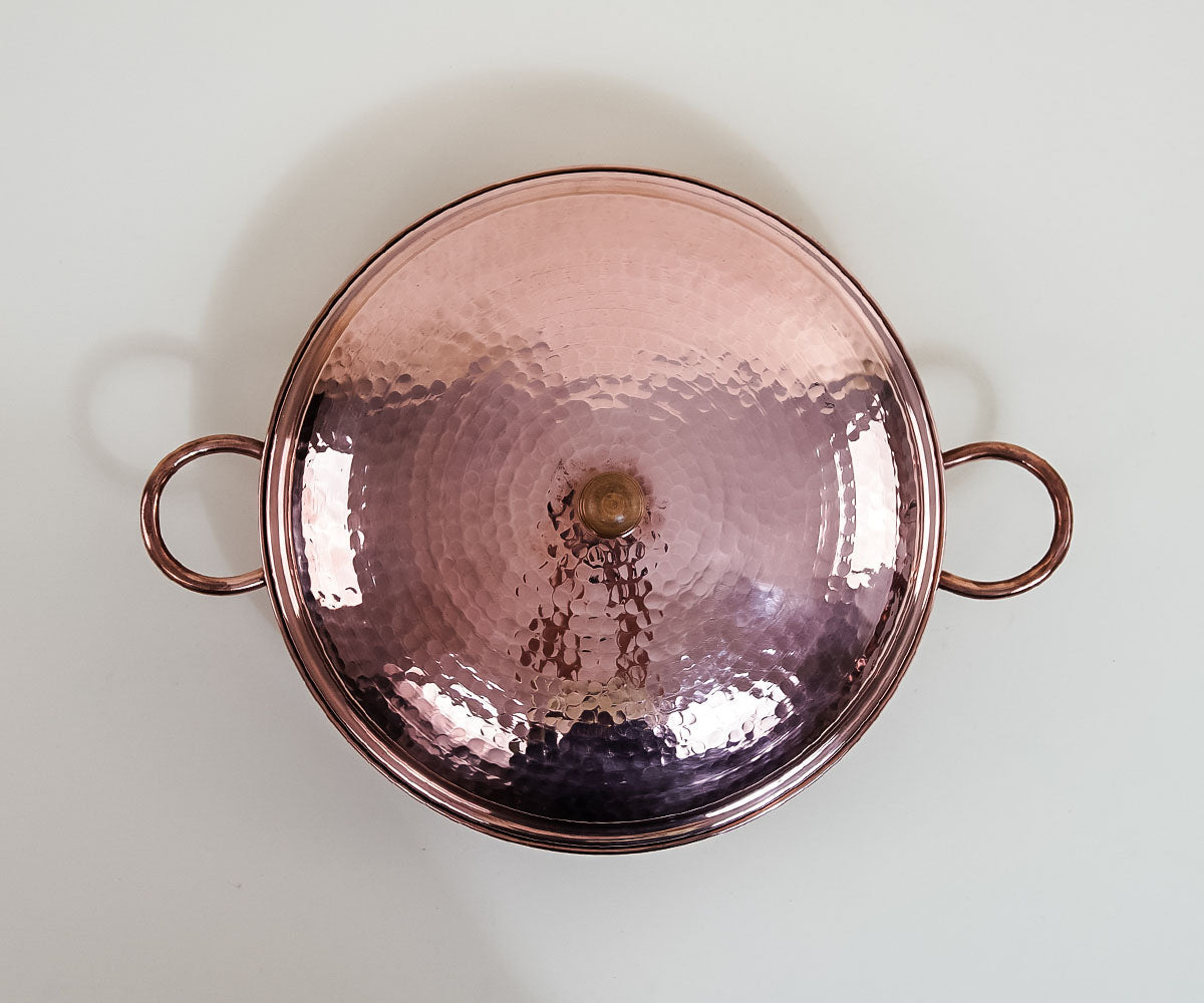 Premium Copper Wok With Lid