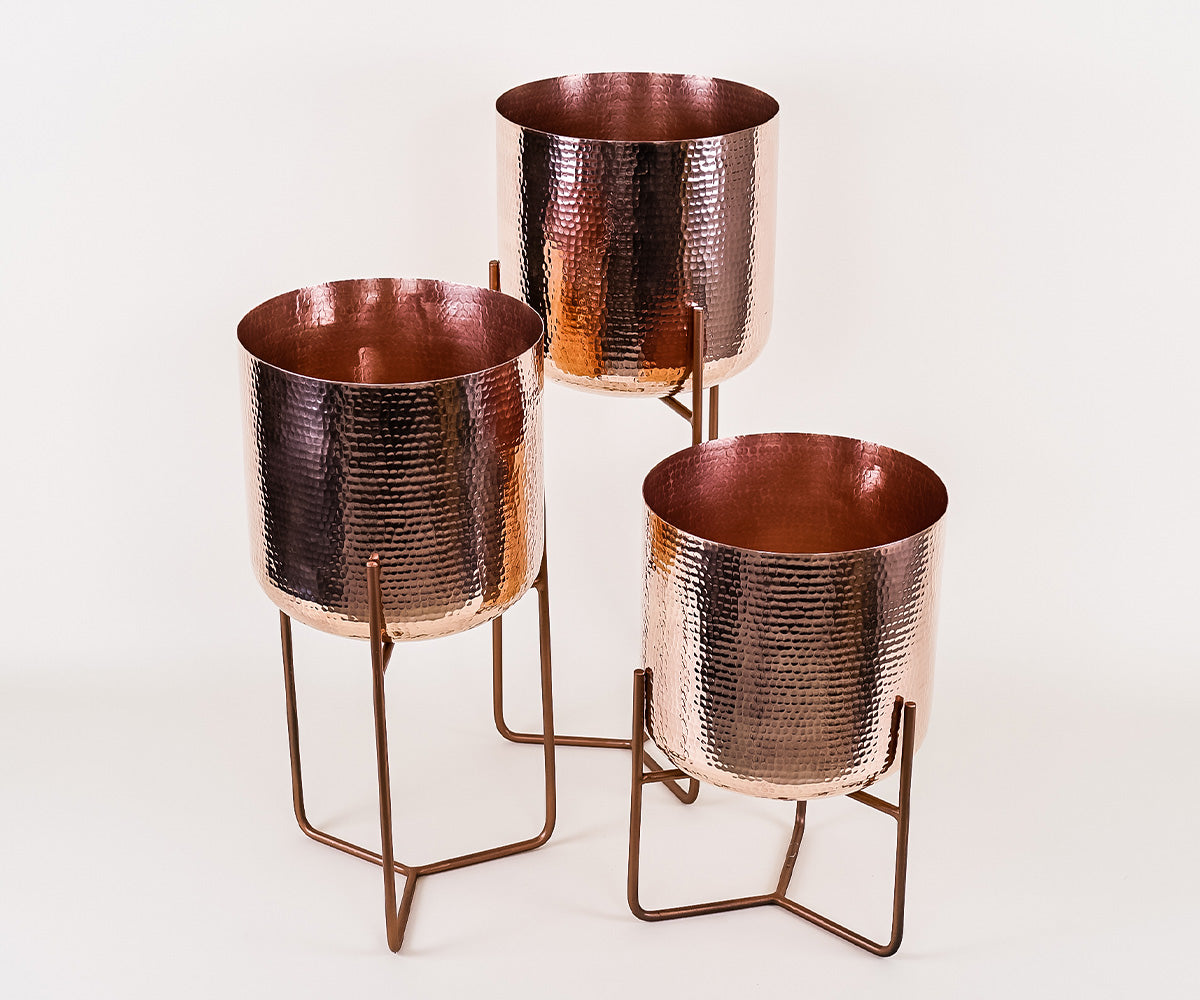 Premium Copper Mid Century Planter Stand