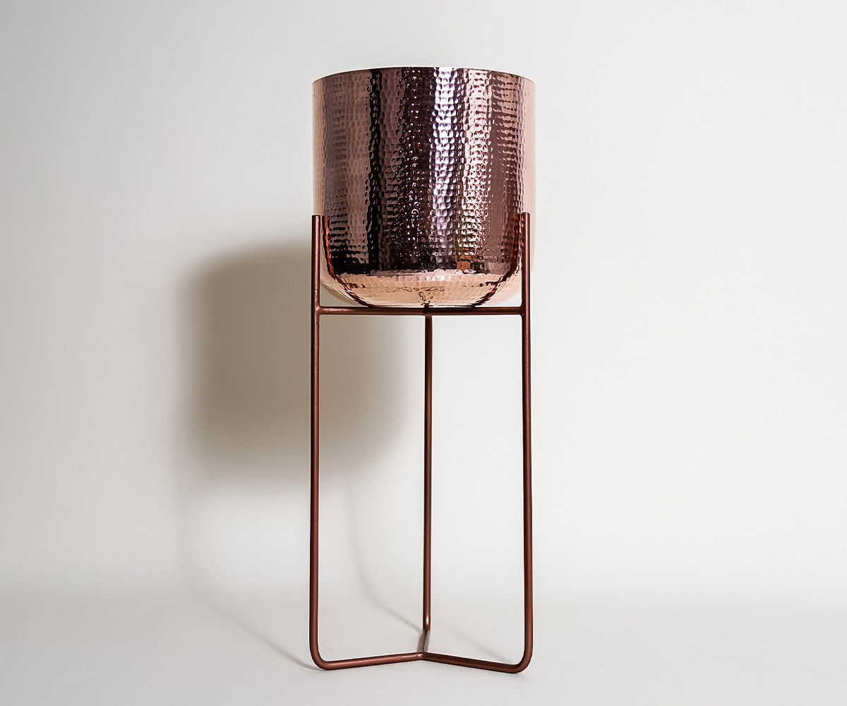 Premium Copper Mid Century Planter Stand