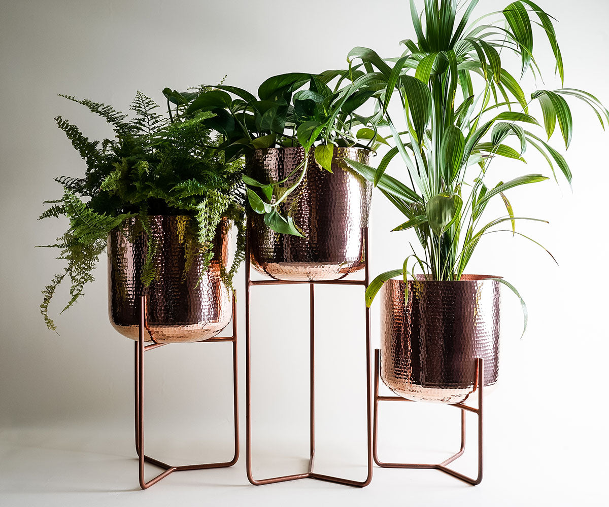 Premium Copper Mid Century Planter Stand