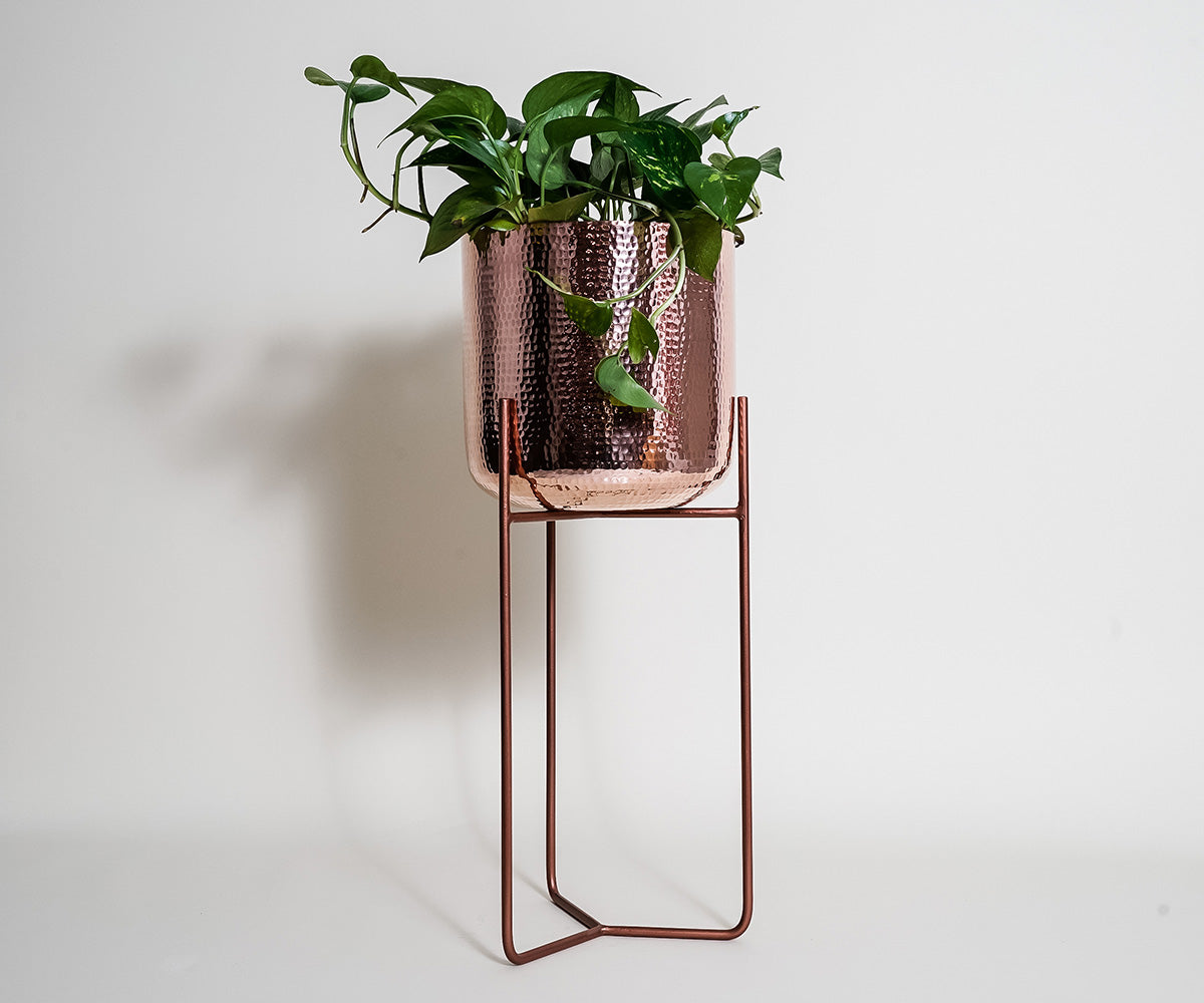 Premium Copper Mid Century Planter Stand