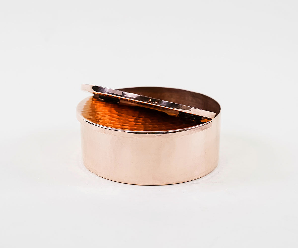 Premium Copper Round Jewelwry Box