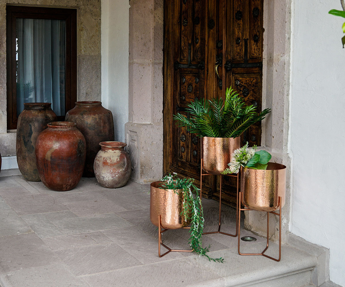 Premium Copper Mid Century Planter Stand