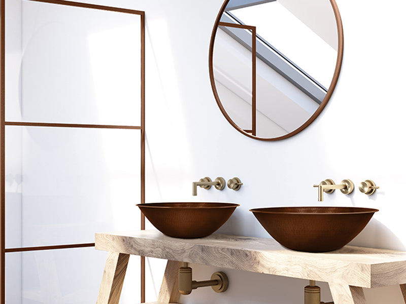 Premium Copper Oval Vessel Sink Wired Edge